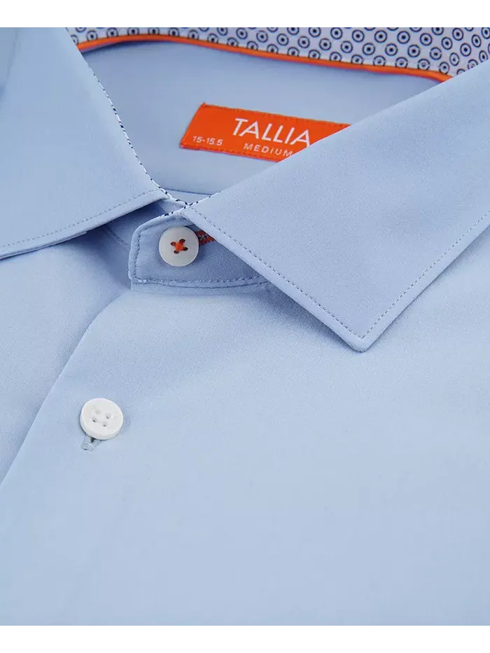 Мужская классическая рубашка из поплина Slim-Fit Solid Tallia — изображение 5 из 8, синий