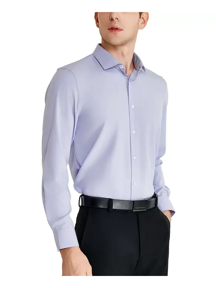 Мужская классическая рубашка из поплина Slim-Fit Solid Tallia — изображение 7 из 8, синий