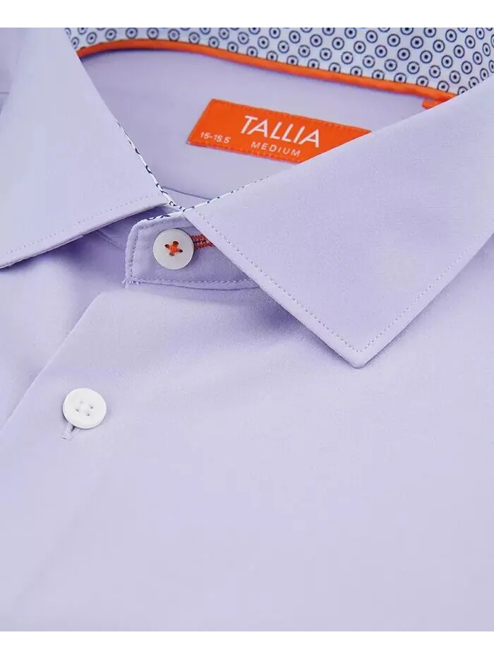 Мужская классическая рубашка из однотонного поплина приталенного кроя Tallia — изображение 5 из 8, фиолетовый