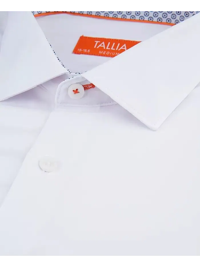 Мужская классическая рубашка из однотонного поплина приталенного кроя Tallia — изображение 5 из 5, белый