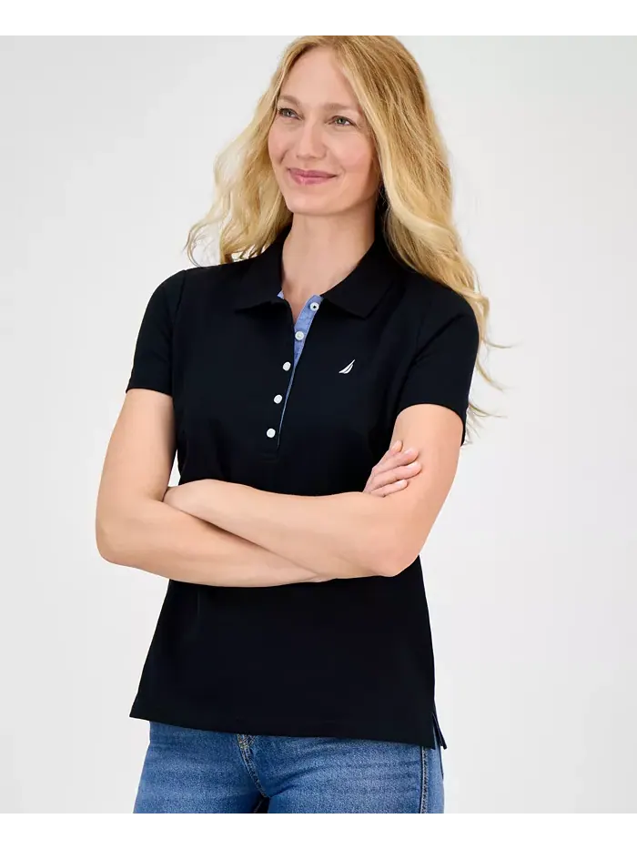 Женская короткорукавная рубашка с воротником-поло Nautica Jeans — изображение 1 из 4, черный
