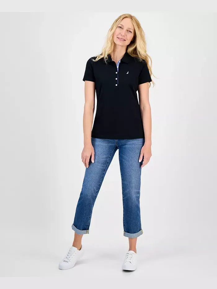 Женская короткорукавная рубашка с воротником-поло Nautica Jeans — изображение 3 из 4, черный