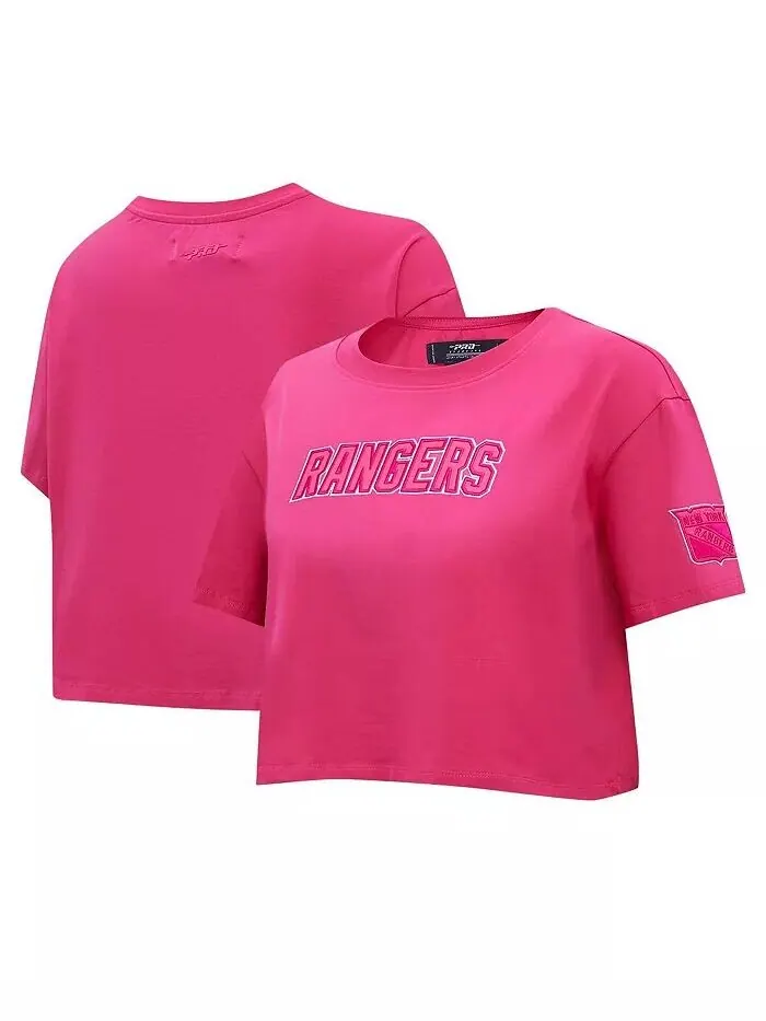 Женская укороченная свободная футболка New York Rangers Triple Pink Pro Standard — изображение 1 из 4