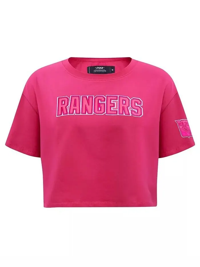Женская укороченная футболка свободного кроя New York Rangers тройного розового цвета Pro Standard — изображение 2 из 4