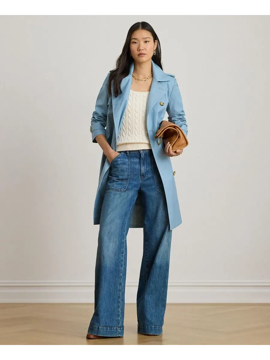 Женский двубортный тренч с поясом Lauren Ralph Lauren — изображение 2 из 5, синий