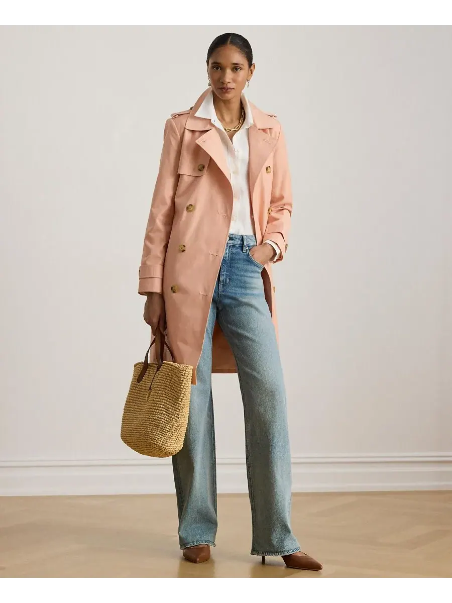 Женский двубортный тренч с поясом Lauren Ralph Lauren — изображение 2 из 5, розовый