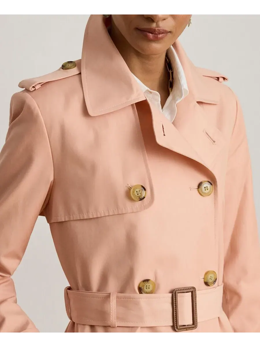Женский двубортный тренч с поясом Lauren Ralph Lauren — изображение 3 из 5, розовый