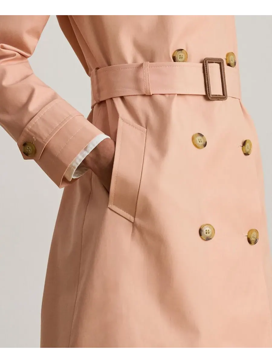 Женский двубортный тренч с поясом Lauren Ralph Lauren — изображение 4 из 5, розовый