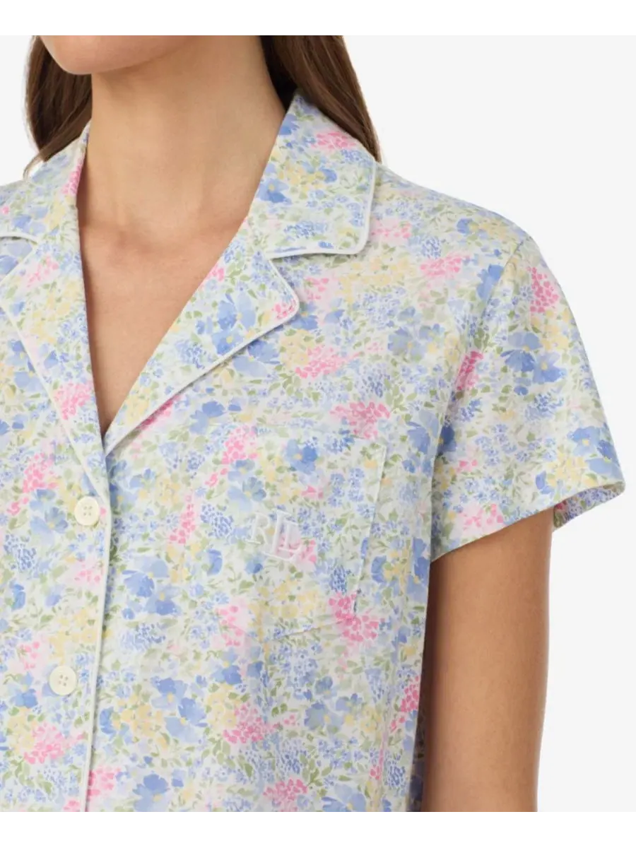 Комплект пижамы с коротким рукавом и брюками-карго Lauren Ralph Lauren — изображение 2 из 3, синий
