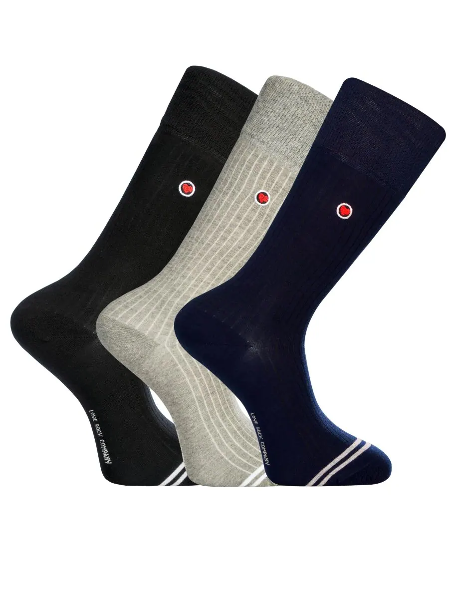 Мужские однотонные носки, 3 пары Love Sock Company — синий