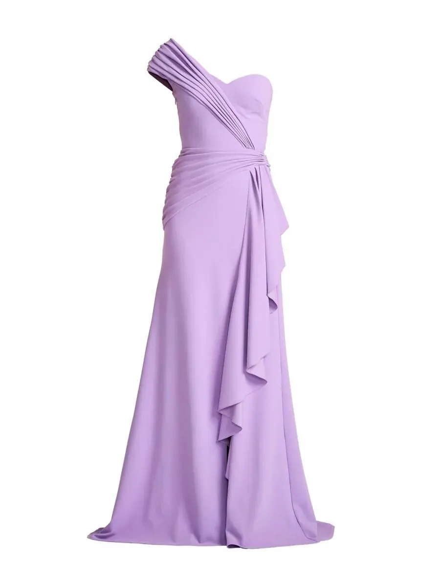 Женское платье Lune Waterfall с поясом Tadashi Shoji — изображение 4 из 5, фиолетовый