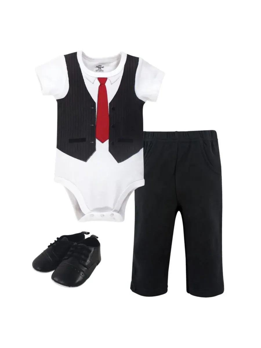 Комплект детской одежды Treasure Cotton из 3 предметов, включающий обувь Little Treasure — изображение 2 из 3, черный