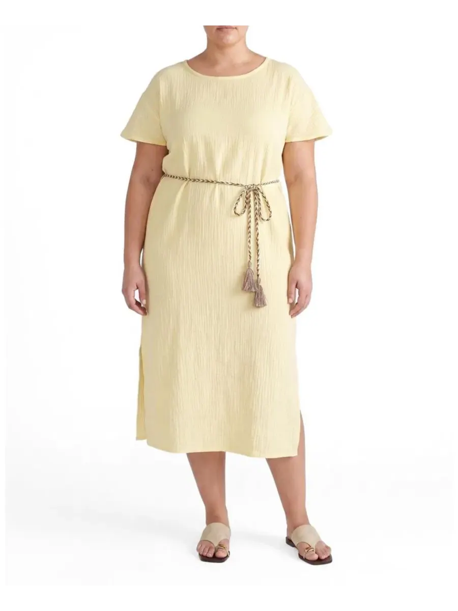 Пляжное платье-трапеция из хлопковой марли с поясом, модель Luxe Cotton Gauze Universal Standard