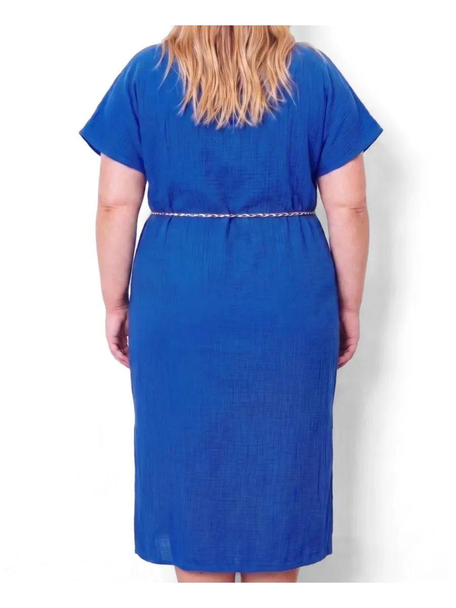 Пляжное платье-накидка из хлопковой марли с поясом, модель Luxe Cotton Gauze Beach Dress Universal — изображение 2 из 3