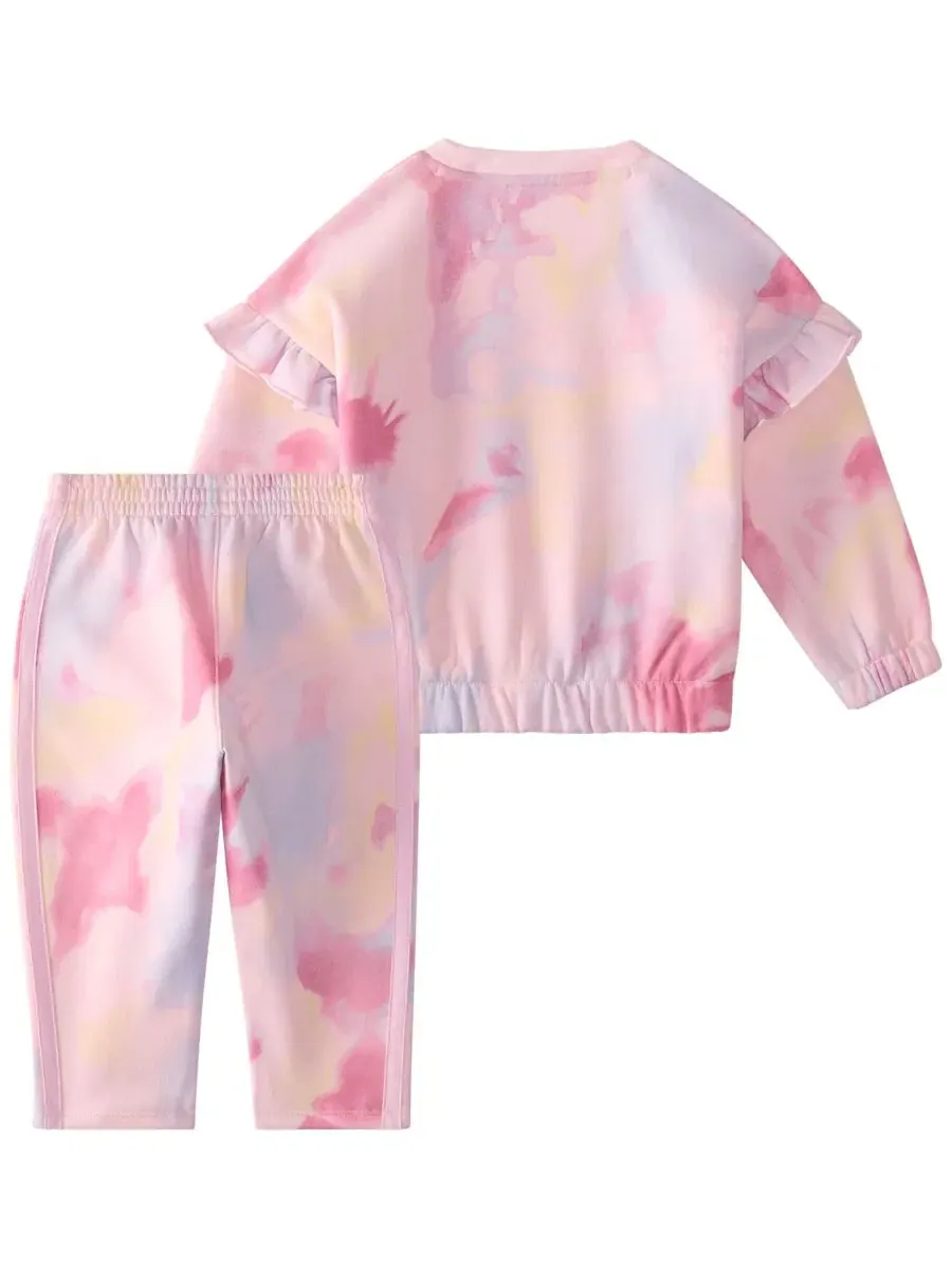 Комплект из футера с принтом, модель Baby Girls' Long-Sleeve Sweatshirt and Pants adidas — изображение 2 из 3, мульти