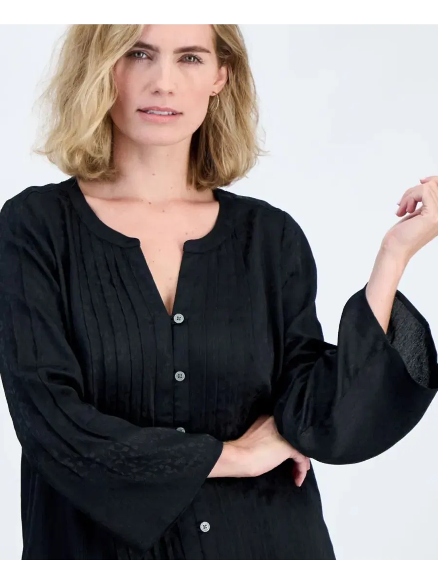 Блуза с Y-образным вырезом и длинными рукавами-колокол, модель Petite Y-Neck Long Bell-Sleeve — изображение 2 из 4