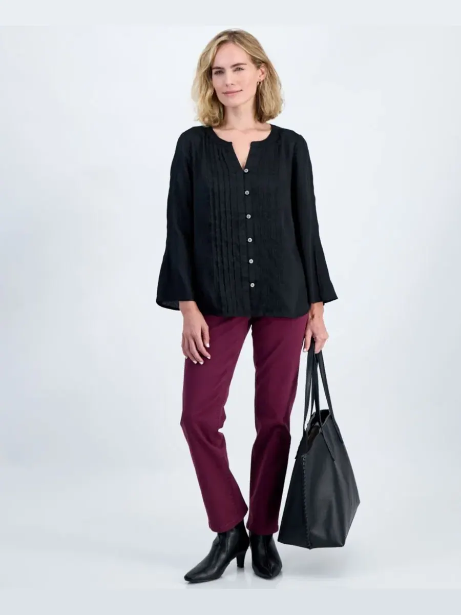 Блуза с Y-образным вырезом и длинными рукавами-колокол, модель Petite Y-Neck Long Bell-Sleeve — изображение 3 из 4