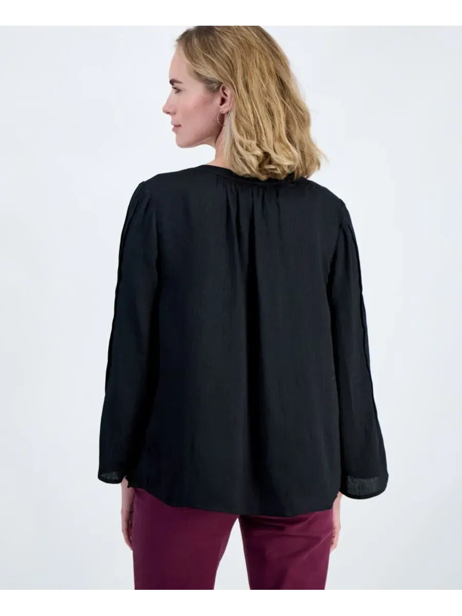 Блуза с Y-образным вырезом и длинными рукавами-колокол, модель Petite Y-Neck Long Bell-Sleeve — изображение 4 из 4