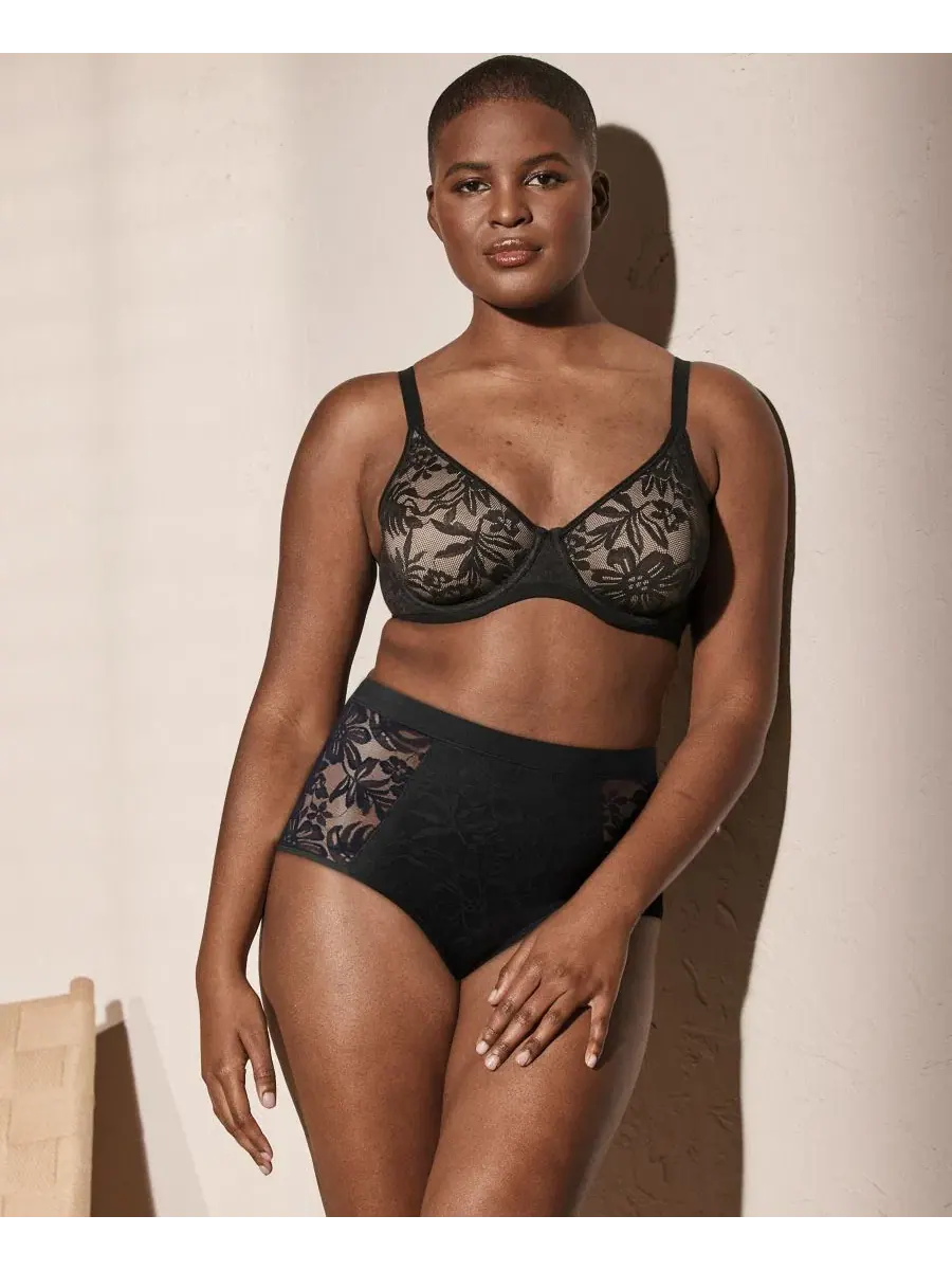 Бюстгальтер с косточками и трусы-хипстеры Breathe Lace Bali — изображение 7 из 11, черный