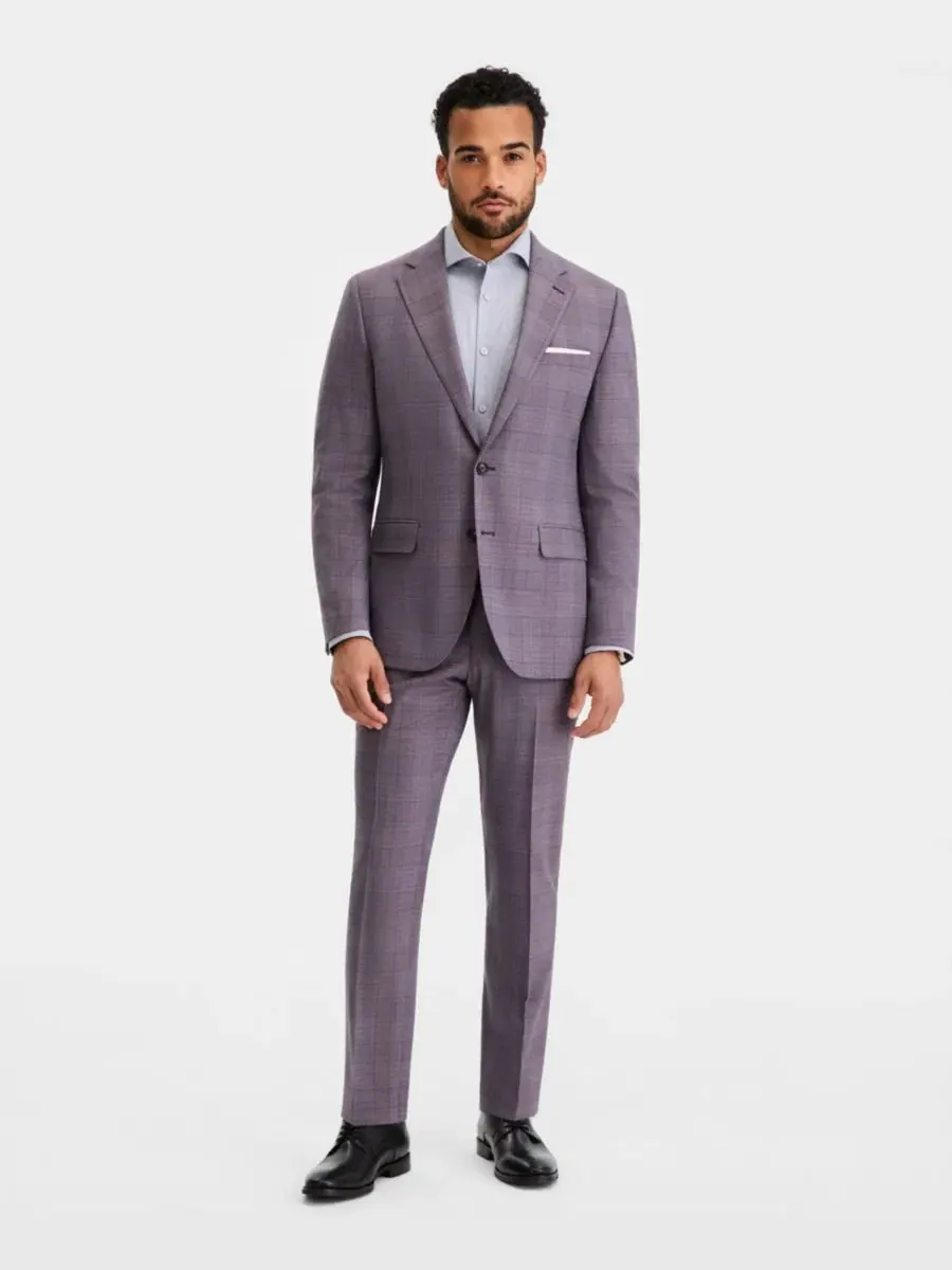 Костюм-тройка с принтом в клетку, модель Modern-Fit Ted Baker — изображение 2 из 5, фиолетовый