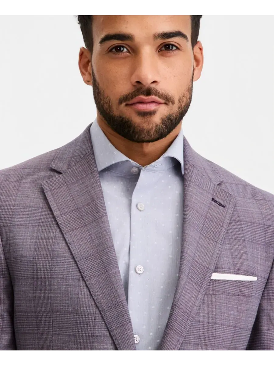 Костюм-тройка с принтом в клетку, модель Modern-Fit Ted Baker — изображение 3 из 5, фиолетовый