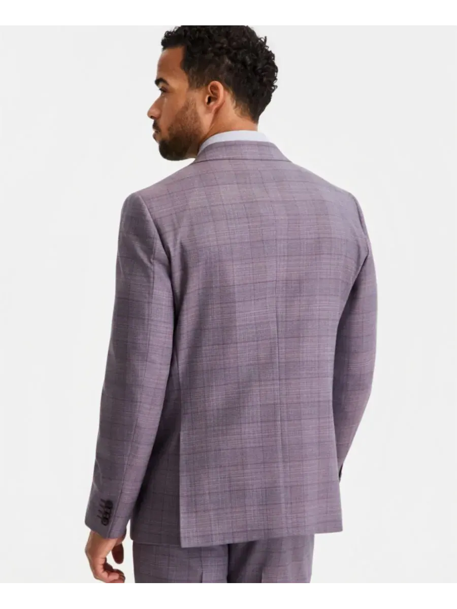 Костюм-тройка с принтом в клетку, модель Modern-Fit Ted Baker — изображение 4 из 5, фиолетовый