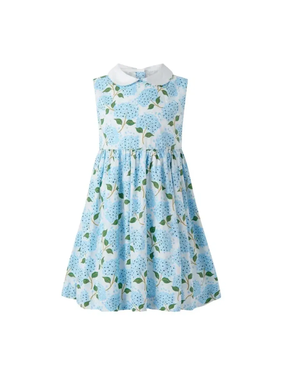 Платье без рукавов с принтом Hydrangea Peter Pan Collar Rachel Riley — синий