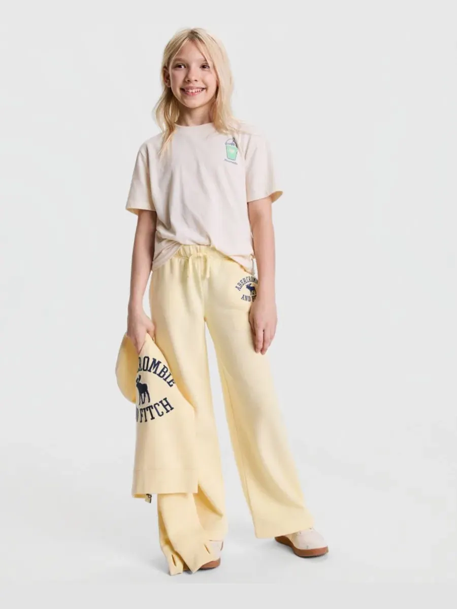 Штаны из флиса свободного кроя с низкой посадкой Logo Low-Rise Baggy Fleece Pants abercrombie kids — изображение 2 из 7