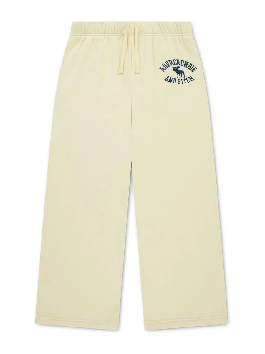 Штаны из флиса свободного кроя с низкой посадкой Logo Low-Rise Baggy Fleece Pants abercrombie kids — изображение 5 из 7