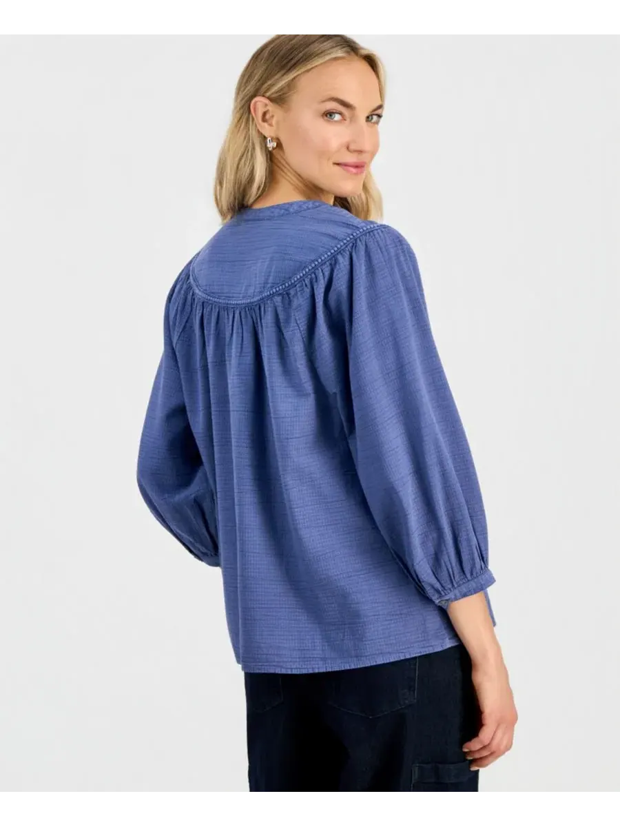 Блуза с вышивкой и рукавом 3/4 Style & Co — изображение 4 из 4, синий