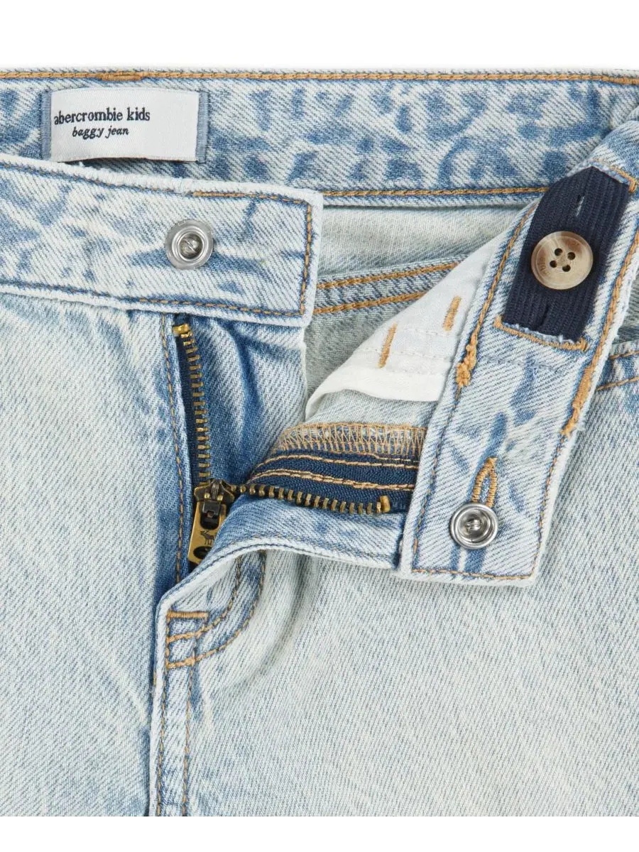 Детские джинсы свободного кроя с перфорацией для девочек 2T-5T Abercrombie Kids — изображение 3 из 5, синий