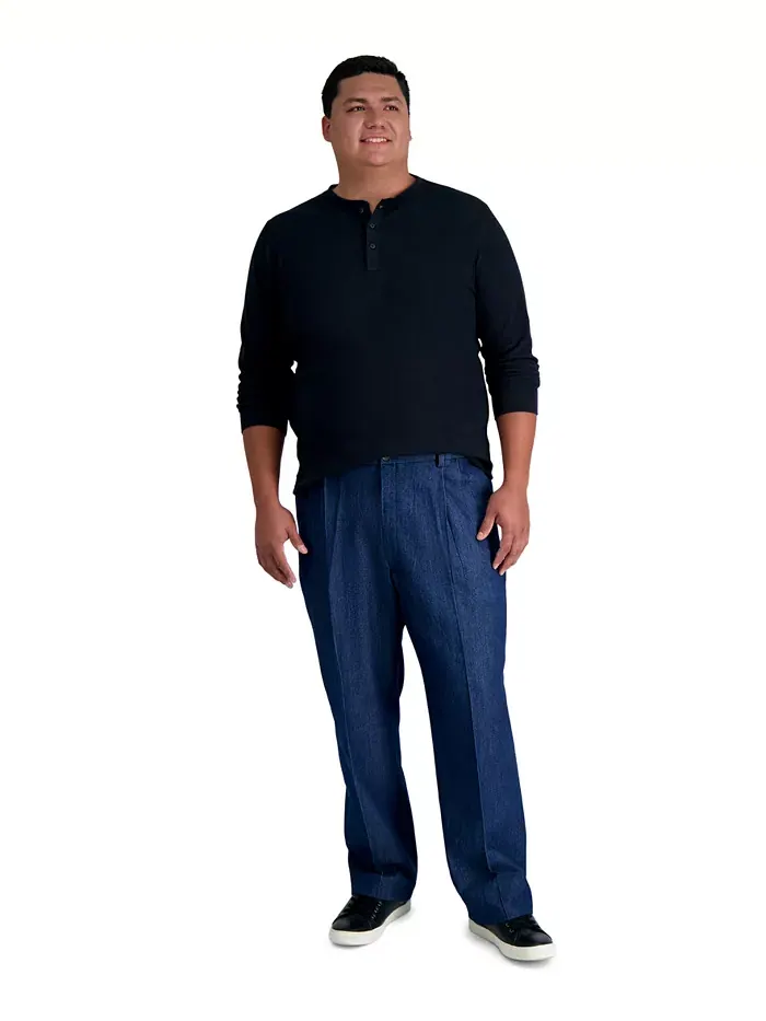 Мужские классические брюки с защипами Big & Tall из эластичного денима Haggar