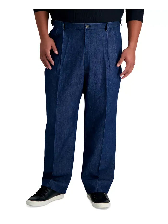 Мужские классические брюки с защипами Big & Tall из эластичного денима Haggar — 2
