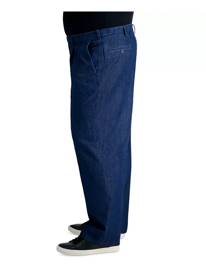 Мужские классические брюки с защипами Big & Tall из эластичного денима Haggar — 4