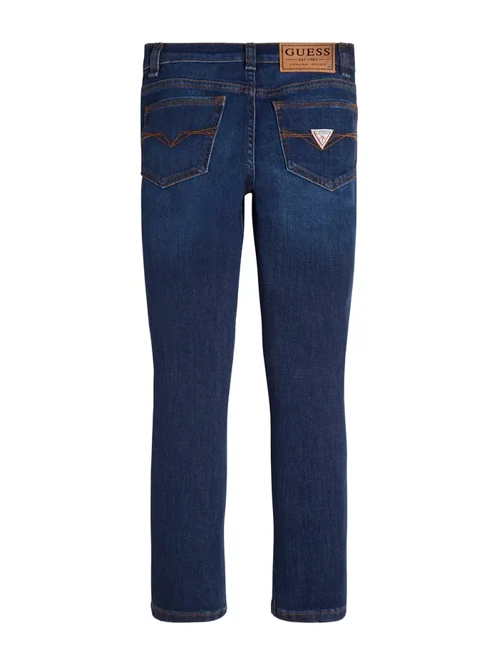 Узкие джинсы Big Boys Skinny Fit Stretch Denim с пятью карманами GUESS — изображение 2 из 2, темный синий