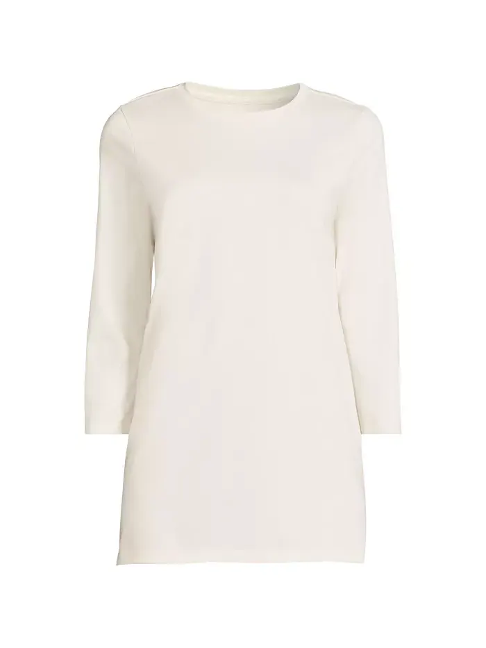 Женская туника с рукавом 3/4 из хлопка Supima, plus size Lands' End — изображение 3 из 3, слоновая кость