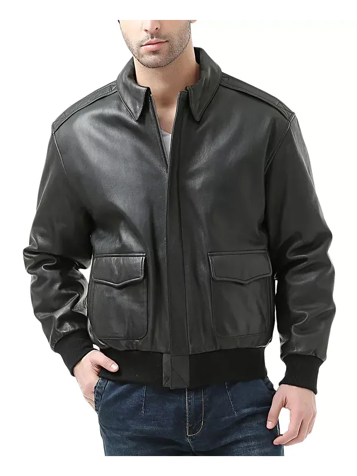 Мужская кожаная летная куртка-бомбер A-2 Landing Leathers