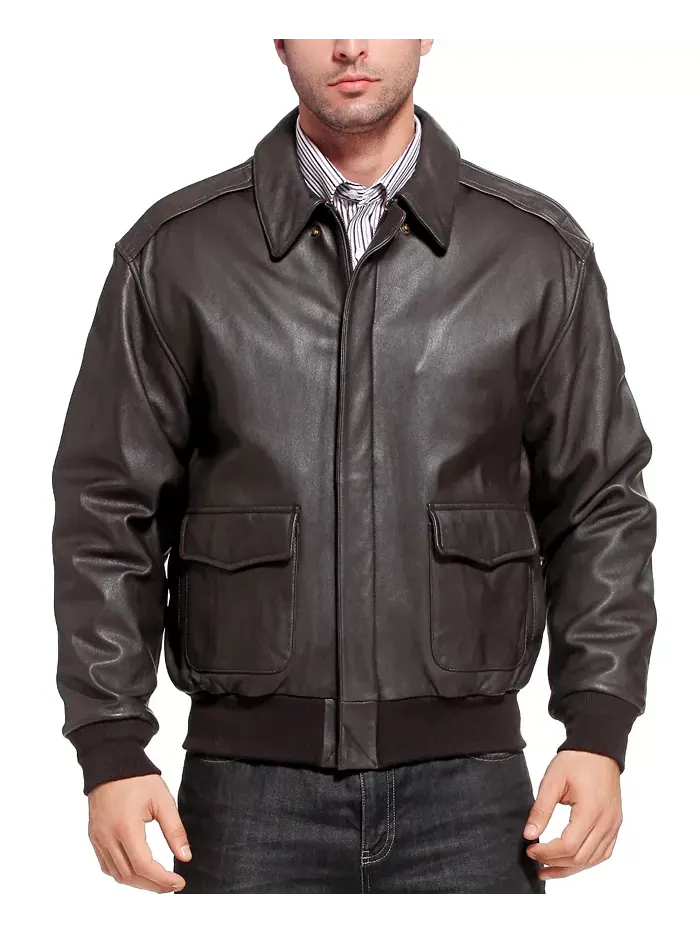 Мужская кожаная летная куртка-бомбер A-2 Landing Leathers — коричневый