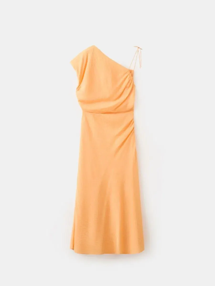 Платье асимметричное с бантом, модель Asymmetrical Bow Detail MANGO — изображение 1 из 5, оранжевый