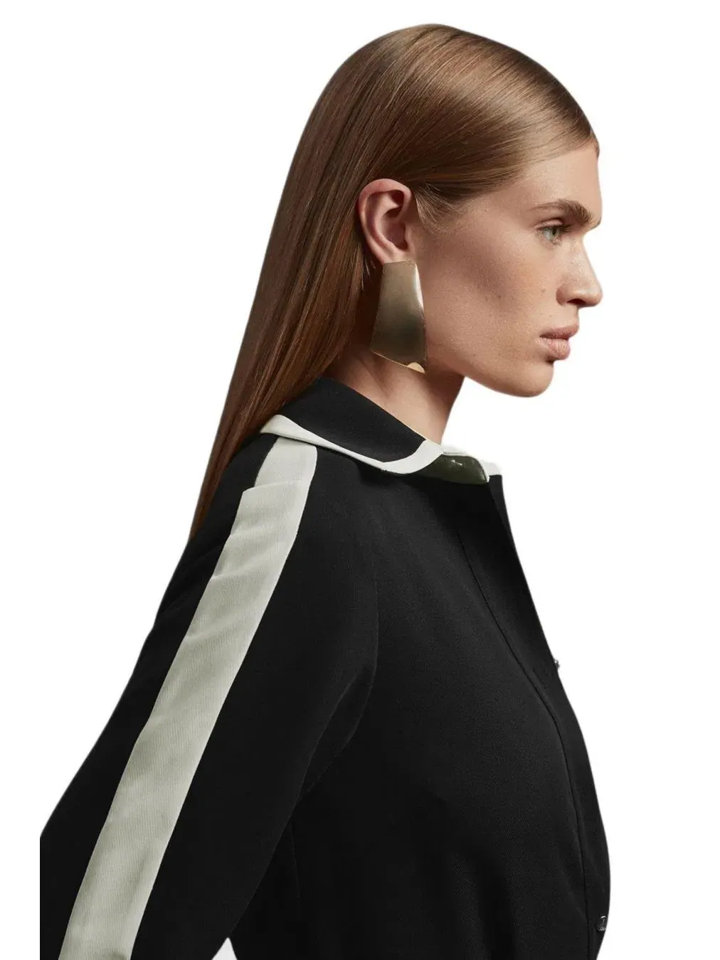 Женская рубашка с воротником и принтом Colour Block Karen Millen — изображение 2 из 8, черный