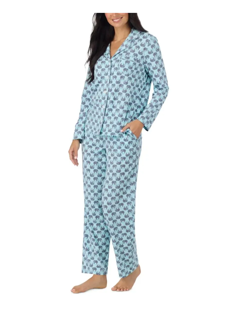 Комплект пижамы с длинным рукавом, хлопковый, с принтом Cuddl Duds — изображение 2 из 4, мульти