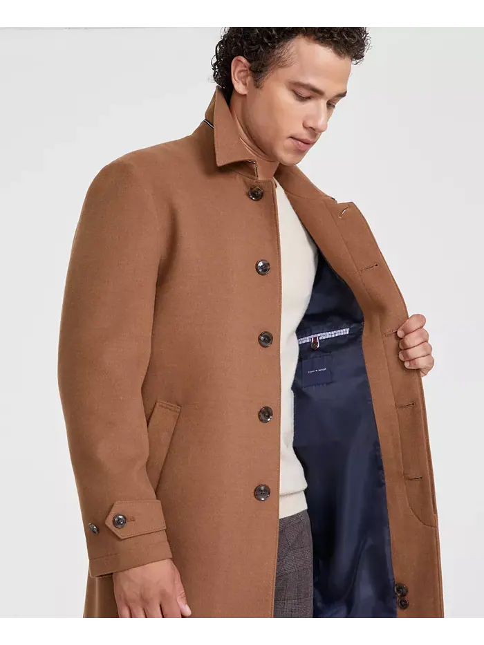 Мужское классическое меланжевое пальто Tommy Hilfiger — изображение 2 из 5, бежевый