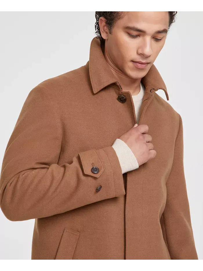 Мужское классическое меланжевое пальто Tommy Hilfiger — изображение 3 из 5, бежевый