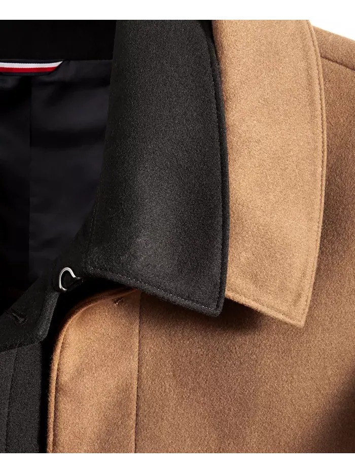 Мужское классическое меланжевое пальто Tommy Hilfiger — изображение 5 из 5, бежевый