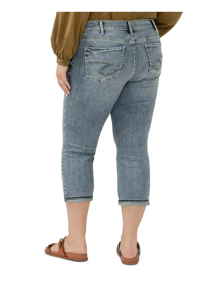 Капри Suki Curvy Fit Plus Size со средней посадкой Silver Jeans Co. — изображение 2 из 6, синий