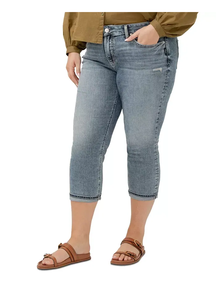 Капри Suki Curvy Fit Plus Size со средней посадкой Silver Jeans Co. — изображение 3 из 6, синий