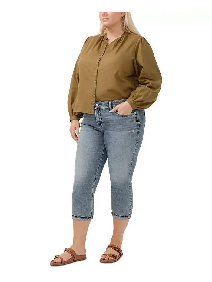 Капри Suki Curvy Fit Plus Size со средней посадкой Silver Jeans Co. — изображение 4 из 6, синий