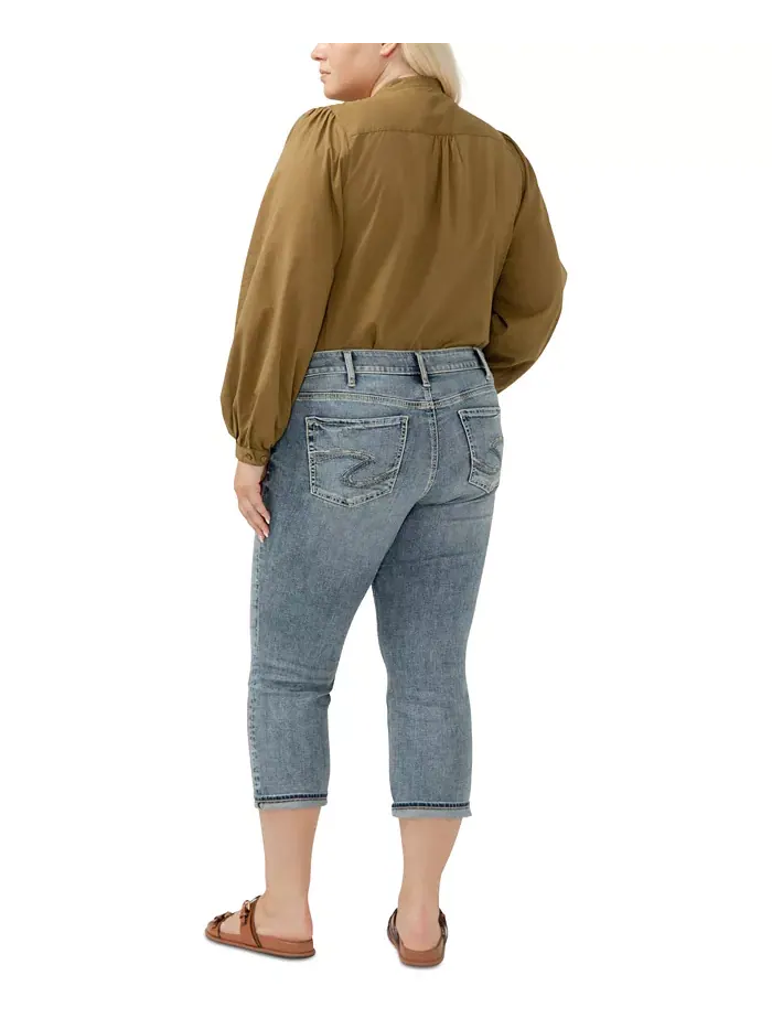 Капри Suki Curvy Fit Plus Size со средней посадкой Silver Jeans Co. — изображение 5 из 6, синий