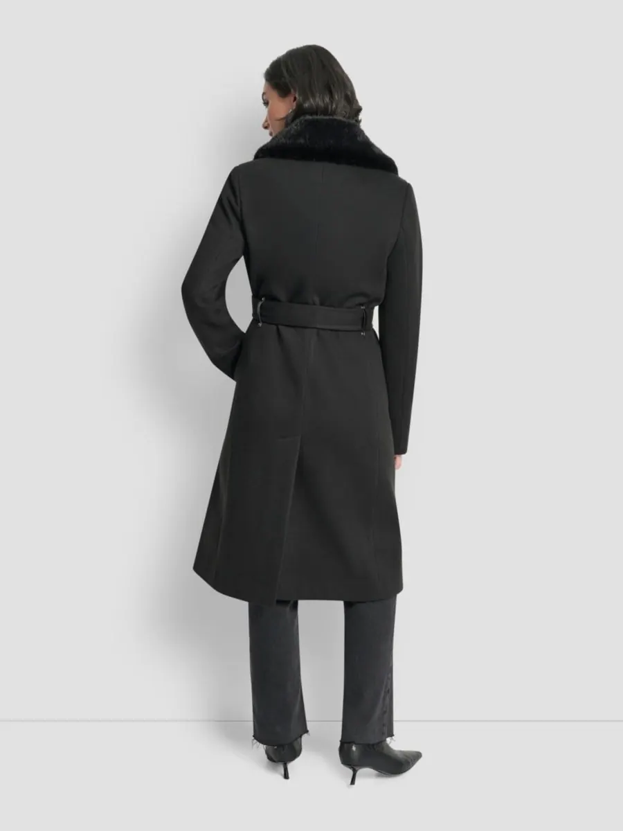 Женское однобортное пальто с воротником-стойкой DKNY — изображение 2 из 6, черный