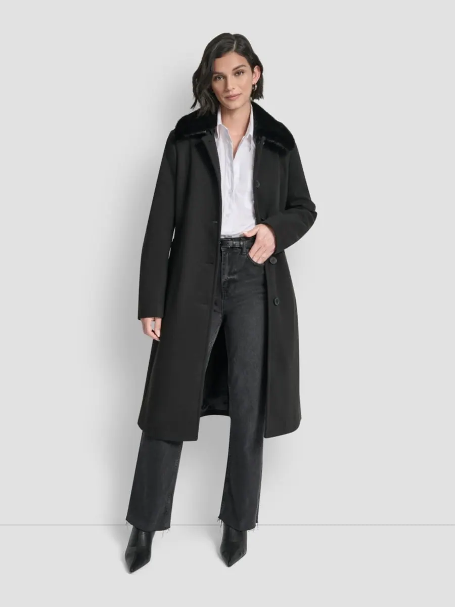 Женское однобортное пальто с воротником-стойкой DKNY — изображение 5 из 6, черный